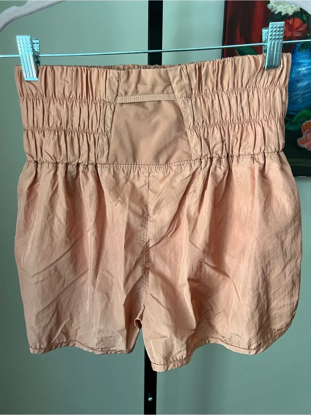 Free people movement the way home Smocked Waist Coral Peach Athletic Shorts - Picture 5 of 7